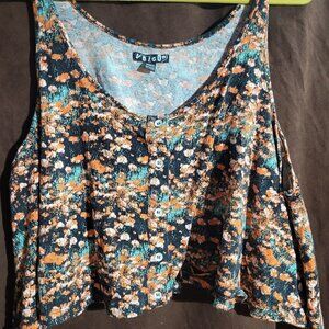 Volcom Vintage Flwy Crop Tank Top With Multicolor Flower Like Design Size Medium